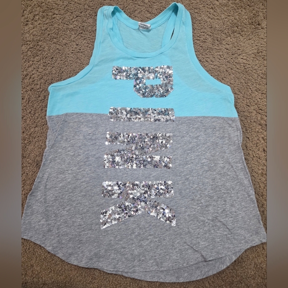 PINK Victoria's Secret Large Bling Vintage Sequin Spellout Tank Top - Picture 1 of 5